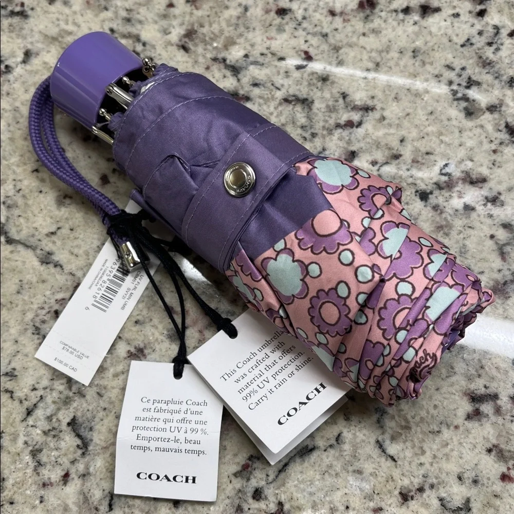 Coach UV Protection Mini Umbrella Floral Print NWT - Picture 4 of 7